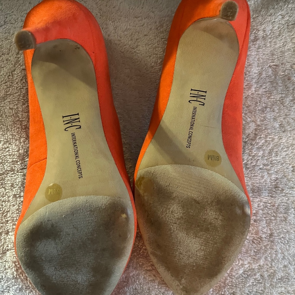 Beautiful  Orange INC  heels only worn once 3 inch heel size 8